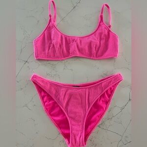 Triangl Swimwear Bikini pink ribbed large
